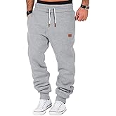 A WATERWANG Men's Fleece Sweatpants Heavyweight Cotton Tapered Joggers Workout Running Sweat Pants with Pockets