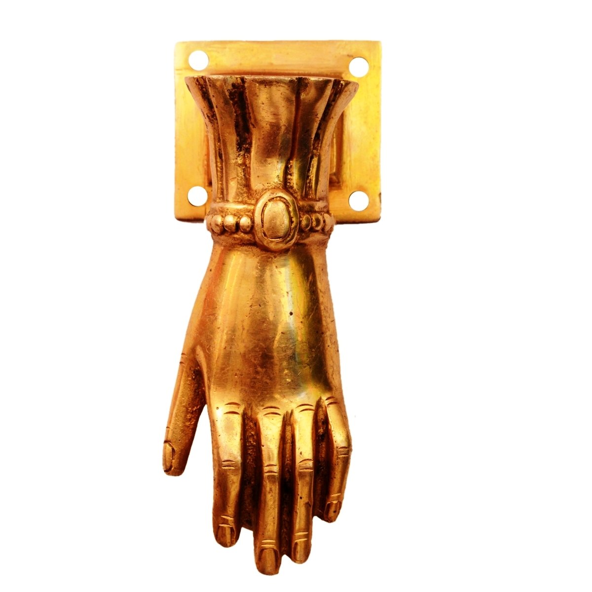 Purpledip Brass Door Knocker Handle: 'Hand of God' (11137)