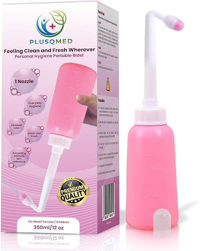 PLUSQMED Peri Bottle 350ml Portable Bidet Pink with Internal Nozzle
