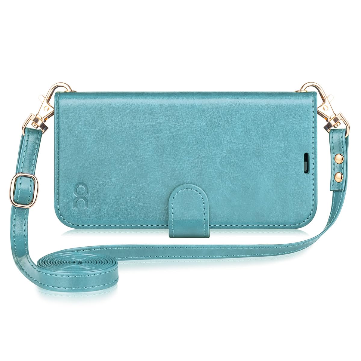 OCASE for iPhone 16 Pro Case with Strap, Adjustable and Detachable Crossbody Lanyard PU Leather Wallet Case with RFID Blocking, Card Holders, Kickstand, Shockproof Flip Cover, Ice Blue