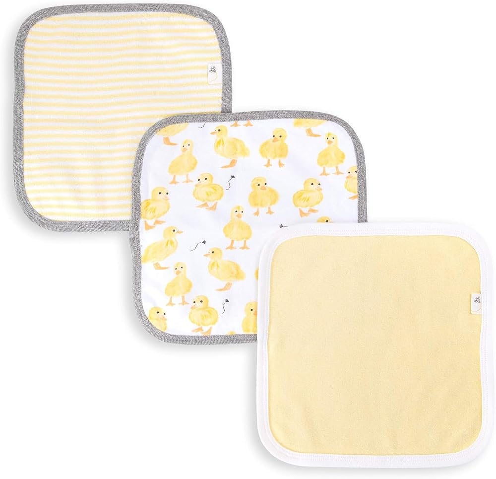 Burt's Bees Baby Infant Washcloths, 100% Organic Cotton 9x9 in, 3-Pack | Soft, gentle knit terry 100% organic cotton wash clo