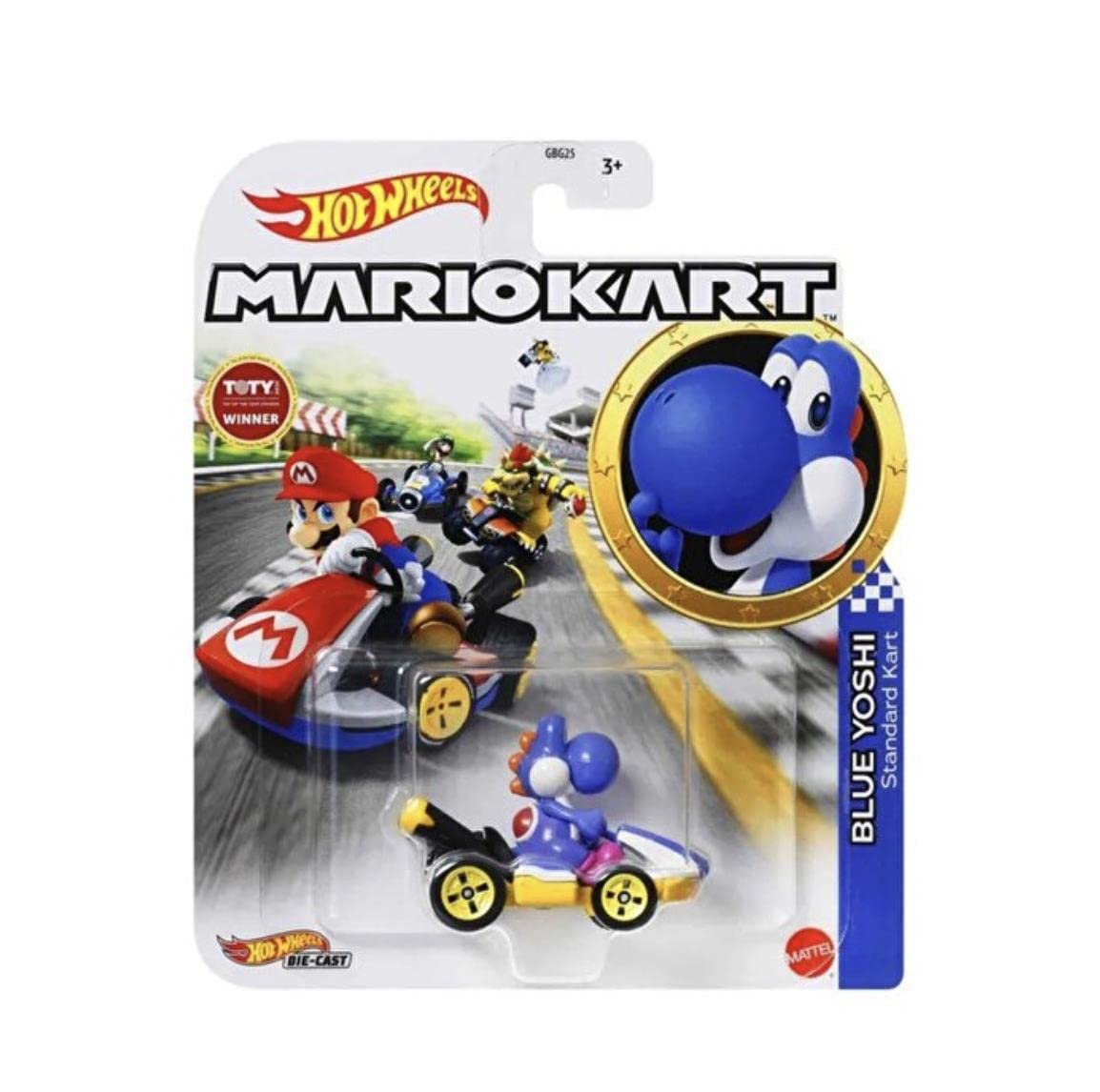 Hot Wheels Mariokart - Blue Yoshi Standard Kart