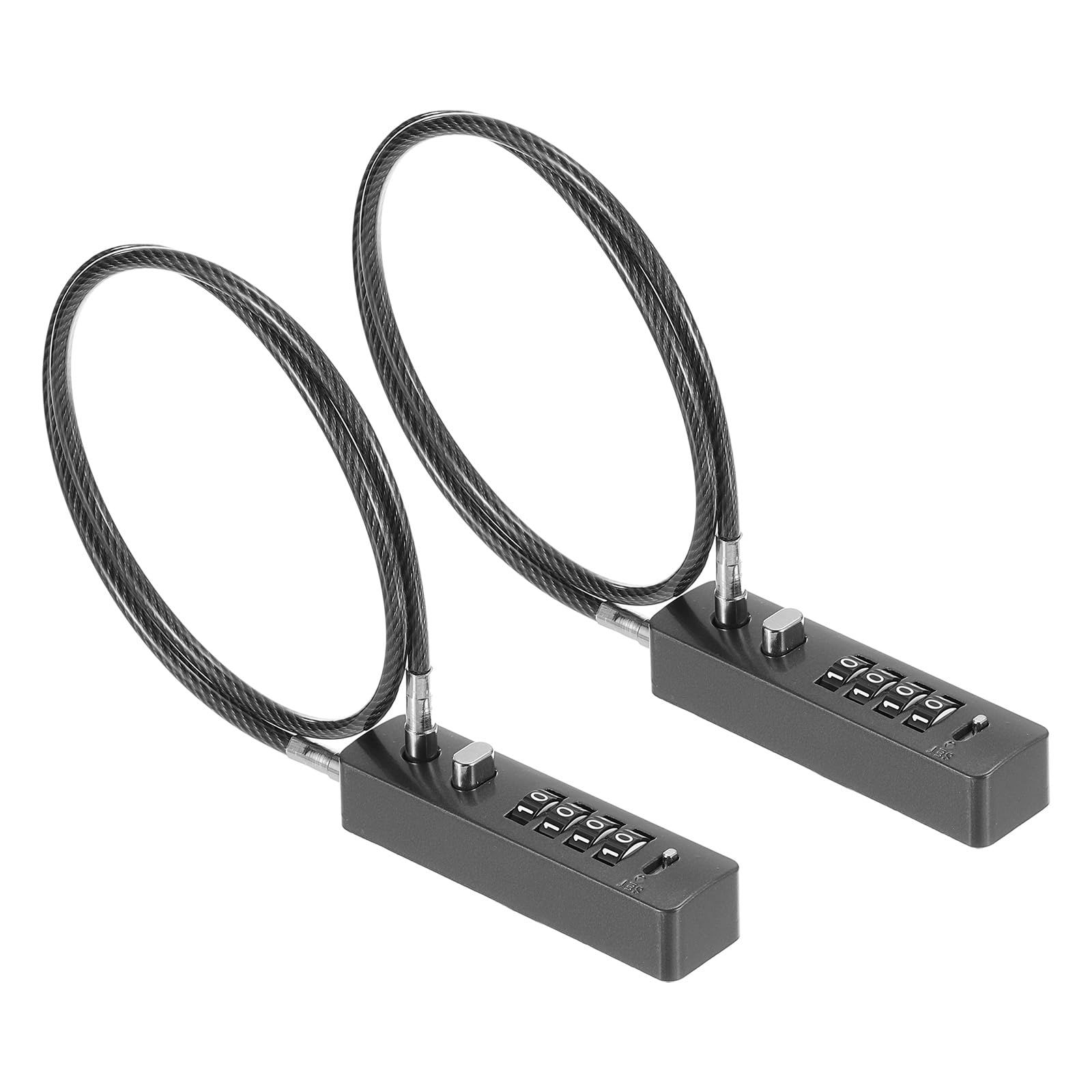 PATIKIL Cable Lock with Combination, 2 Pack 4-Digit Combination Lock 24.8" Steel Rope for Bikes Cabinets Wardrobes Small Fences, Grey