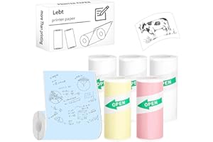 LEBT Mini Printer Paper Thermal Sticker printer Paper Mini Thermal Printer Paper Photo Printer Labels kids camera paper 6 roll Suitable for Various Inkless Sticker Printers