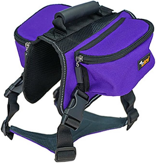 HAVEGET Dog Backpack Harness Vest Adjustable Large Pet Saddle Training Carrier Bag Can be disassembled Rucksack Dual use Saddlebag on Outdoor Hiking Camping Training (XL, PURPLE)