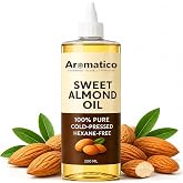 Aromatico Sweet Almond Oil, Cold-Pressed Oil for Skin, Hair &amp; Body 7 Fl Oz | Premium, Pure Multipurpose Carrier Oil &middot; For Face, Hair Care &amp; Babies &middot; DIY Beauty &amp; Aromatherapy &middot; Lightweight &amp; Non-Greasy