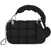 bvya Two Sizes Quilted Wristlet Bag for Women, Puffer Handbags,Evening Bags,Charm Lipstick Bag