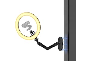 Webcam Magnetic Mount with Ring Light, 10'' Selfie Light with Rotating Magnetic Wall Holder Compatible with Logitech C920s St