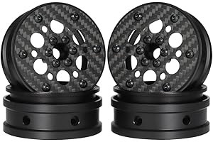 VNUHV 2.2 Carbon Fiber Aluminum Beadlock Wheels Rim for 1/10 RC Rigs Crawler Capra SCX10 PRO Wraith TRX4 Gmade R1 Element Enduro DIY (Black B)