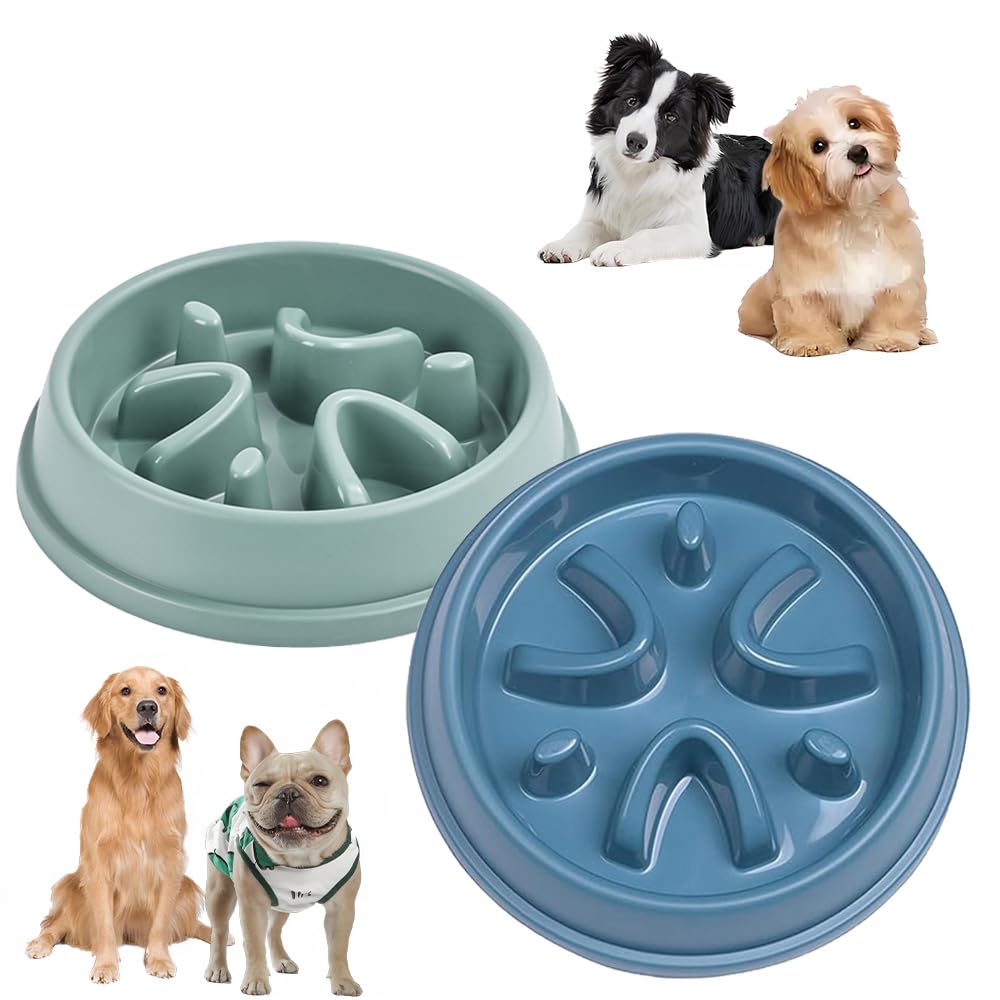 Roysmart Pack of 2 anti-sling dog bowls, anti-slinging bowl for dogs, slow feeder, feeding bowl for small and medium pets, 21 x 4.5 cm