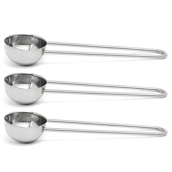 COM-FOUR® 3 Stück Kaffeemaßlöffel mit Drahtgriff aus Edelstahl, Dosierlöffel
