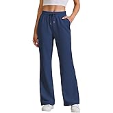 JEKAOYI Womens High Waisted Flared Sweatpants Drawstring Casual Lounge Lightweight Wide Leg Pants with Pockets