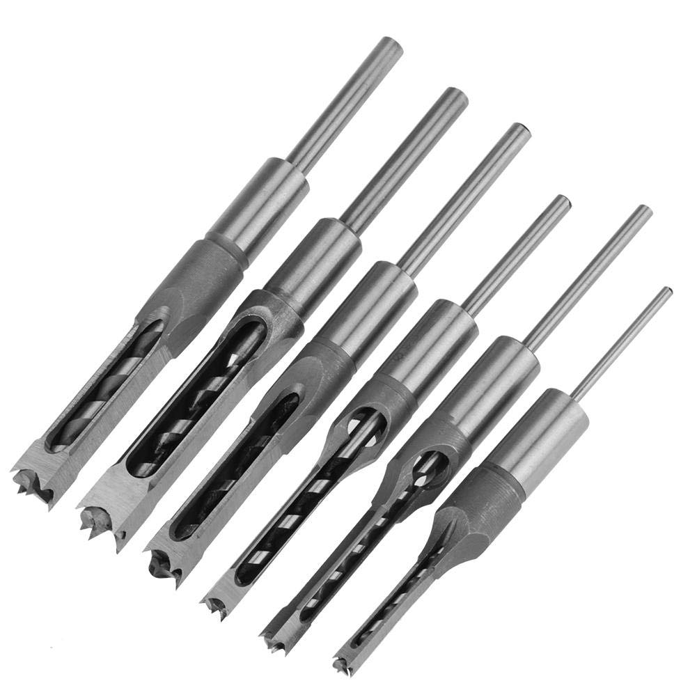 GOTOTOP Square Hole Mortise Drill Bit, 6Pcs Titanium Coated Steel Mortising Chisel Power Tool for Woodworking Mortise Chisel (6.35mm,8mm,9.5mm,12.7mm,14mm,16mm)