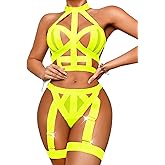 Kaei&Shi Strappy Cutout Lingerie, Halter Backless Garter, Sexy Top Outfits