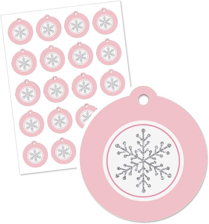 Big Dot of Happiness Pink Winter Wonderland - Holiday Snowflake Birthday Party or Baby Shower Favor Gift Tags (Set of 20): Health & Personal Care