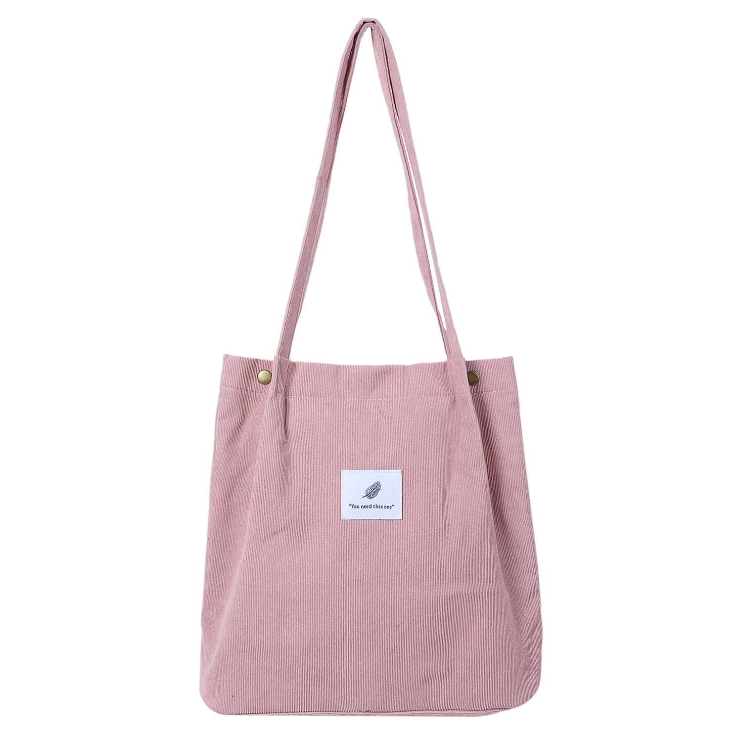 Etercycle Corduroy Shoulder Bag, Corduroy Totes Shopping Bag Large Capacity Casual Shoulder Handbags for Women - Pink