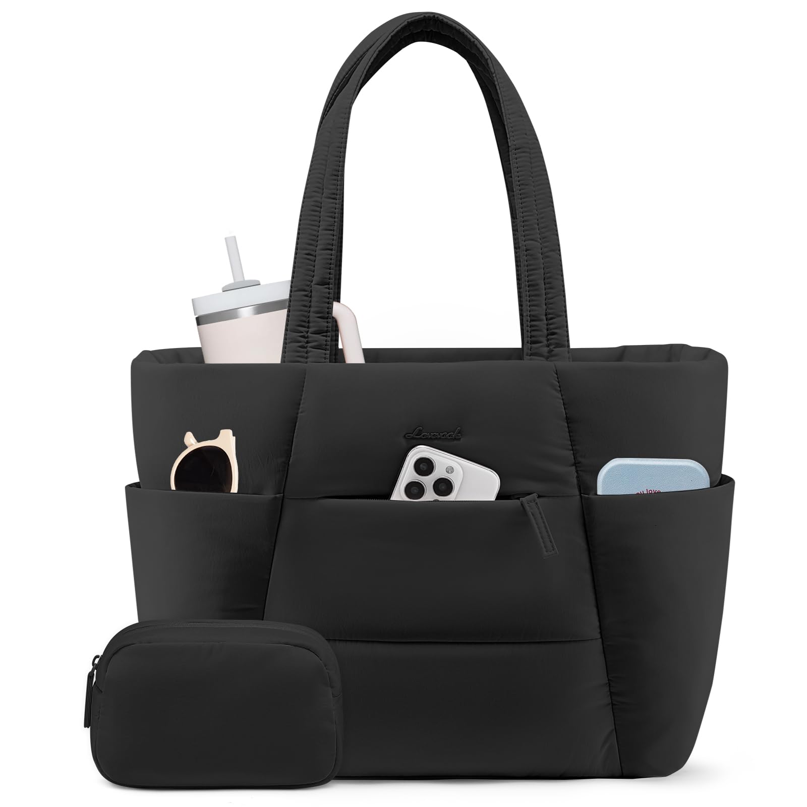 Photo 1 of LOVEVOOK Tote Bag for Women,Large Puffer Work tote bag for 15.6In Laptop Teacher Nurse,Lightweight Shoudler Bag for Travel,Daily