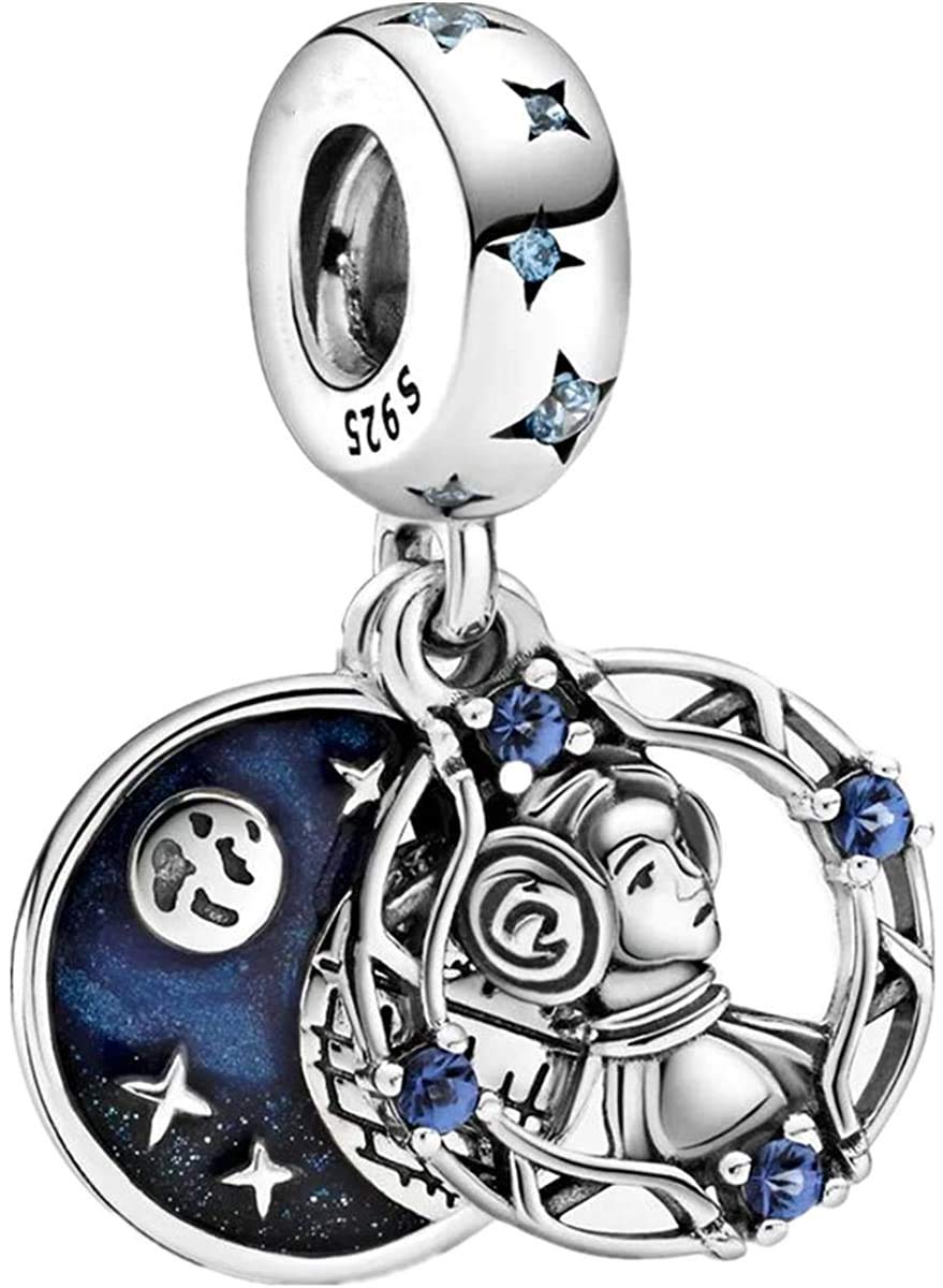 LaMenars Star Wars Star Wars Princess Leia Double Dangle Charms for Bracelets, 925 Sterling Silver Beads, fits Bracelet Necklaces, Birthday Gifts for Women