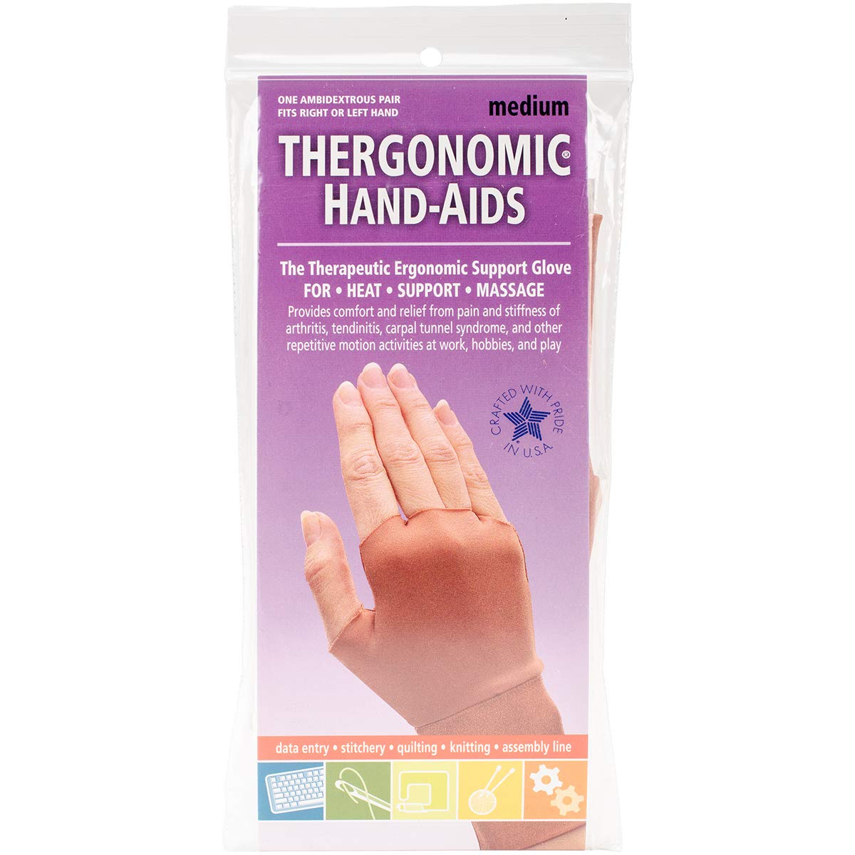 Source Marketing Frank A. Edmunds Thergonomic Hand-Aids Quilting Support Gloves 1 Pair, Medium