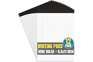 1InTheOffice Note Pads 8.5 x 11, Wide-Ruled Letter Size Writing Pads, White 50 Sheets per Notepads, 12 Pack