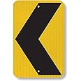 SmartSign 18 x 12 inch Chevron Left Arrow MUTCD-Compliant Metal Sign, 63 mil Aluminum, 3M Laminated High-Intensity Grade Reflective Material, Black and Yellow, Made in USA