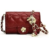 kelankly Mini Chain Belt Bag Quilted Crossbody Bag for Women Faux Leather Shoulder Bags