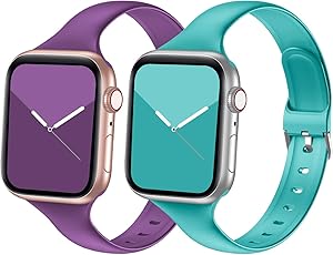 Seizehe Compatible with Apple Watch Band 38MM 40MM 42MM 44MM Series 3 Series 5, Silicone Slim Thin Narrow iWatch Bands 38MM 40MM 42MM 44MM Womens Compatible for Apple Watch SE Series 6 5 4 3 2 1