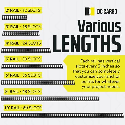 2-Pack Powder Coated Black E-Track Tie Down Rails – 3 Feet Each, 2000 Lb Capacity, For Vans, Trailers & Garages