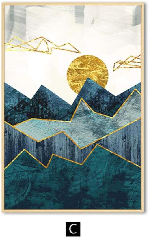 Landish Sin Marco Geometrico Abstracto Paisaje De Montana Arte De