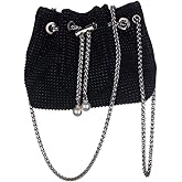 Octwine Small Purse Rhinestones Bucket Purse Pearl Handbag Evening Bag Wedding Party Prom Crossbody Bag for Women and Girls