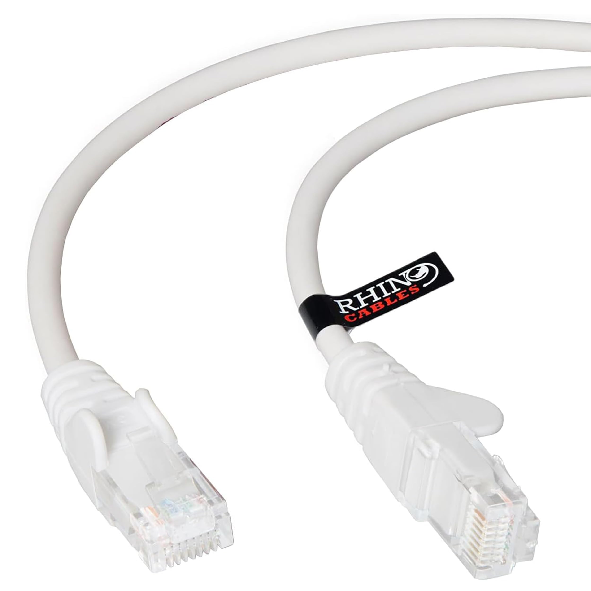 rhinocables CAT 5e High-Speed Ethernet Cable - Reliable LAN Network RJ45 Cable for Fast Internet & Data Transfer | Durable WiFi Broadband Cable for Gaming & Streaming, (2m, White, Pack of 1)