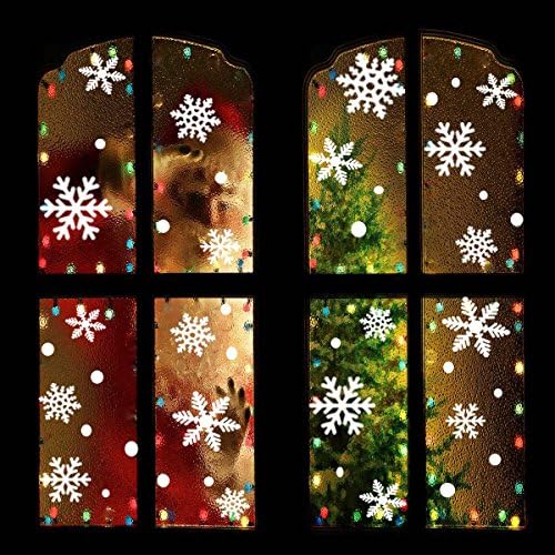 Christmas Snowflake Window Clings Decal - 176PCS Removable PVC Wall Window Sticker for Christmas, Holiday, Winter Wonderland White Decorations