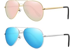 WOWSUN Kids Polarized Aviator Sunglasses for Boys Girls with UV 400 Protection