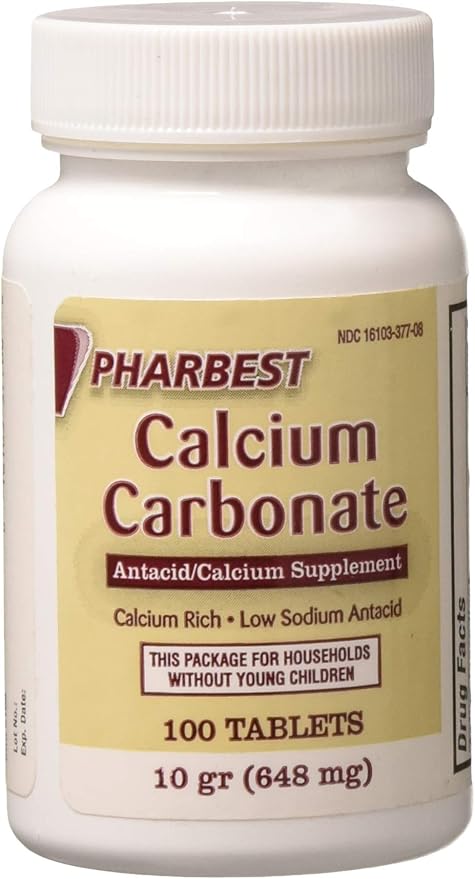 Amazon Com Pharbest Calcium Carbonate Antacid And Calcium Supplement 10 Grains 100 Tablets By Harbest Health Personal Care