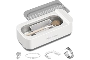 KECOOLKE Ultrasonic Jewelry Cleaning Machine, 400ml Sonic Cleaner with Digital Timer for Eyeglasses, Rings, Silver, Cleaner Solution for Gifts