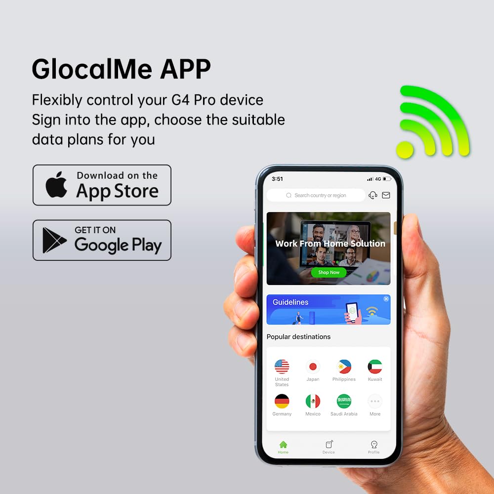 GlocalMe G4 Pro 4G LTE Mobile Hotspot, 5” Touch Screen Worldwide High
