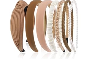 AHONEY 7 Pack Headbands for Women Girls Headbands Trendy Non Slip Hairbands Fashion Hair Accessories Multi-style Headband Pack Diademas Para Mujer (Neutral)