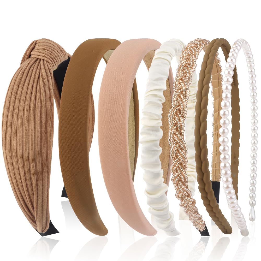 Photo 1 of AHONEY 7 Pack Headbands for Women Girls Headbands Trendy Non Slip Hairbands Fashion Hair Accessories Multi-style Headband Pack Diademas Para Mujer (Neutral)