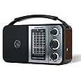 Audiocrazy Portable AM FM Shortwave Radio with Bluetooth,Plug in Wall or Battery Powered,Rechargeable Radio with Strong Recepiton,Headphone Jack,SD/USB Slot,Good for Home Seniors Elderly