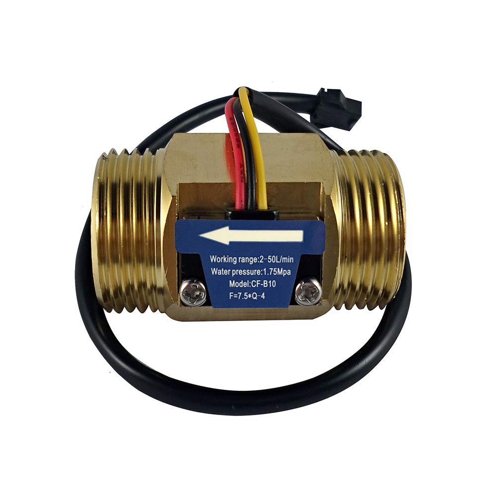SENSTREE G1" Male Thread Brass Water Flow Sensor, Hall Effect Sensor Flow Meter Flowmeter Counter 2-50L/min