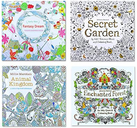 Yansion Pattern/Flowers Adult Coloring Books, Relaxation Anti Stress Ideal Birthday Mother's Day Xmas Gift Pack of 4