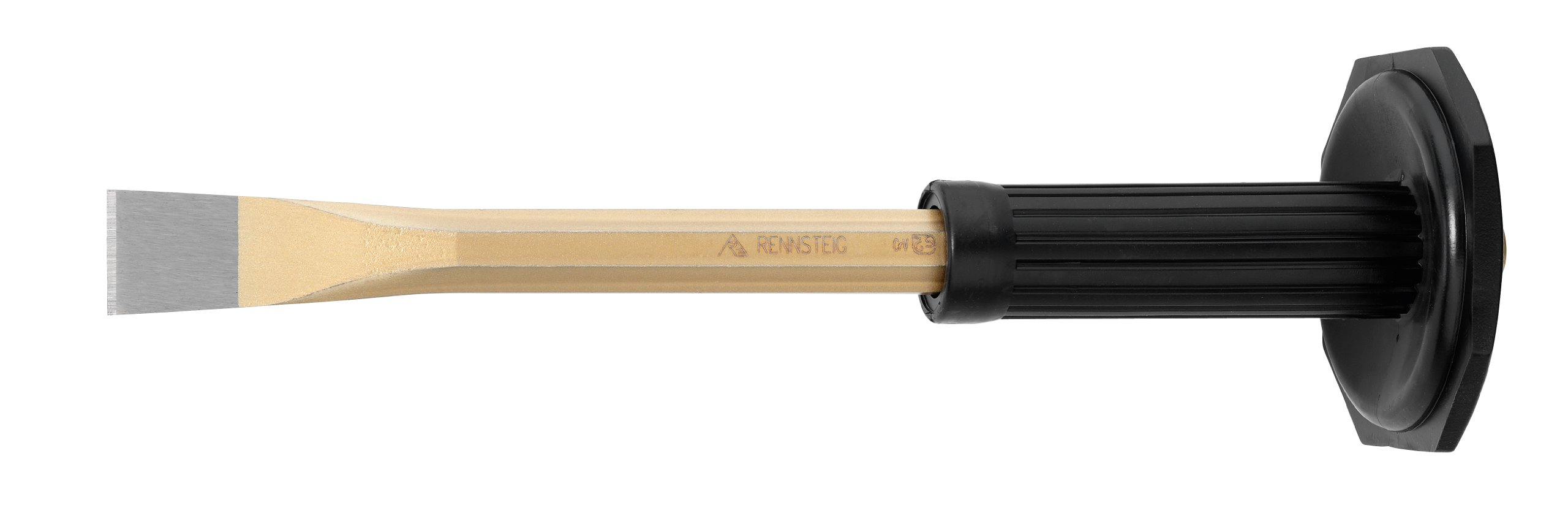 Rennsteig 351 300 1 Octagonal Painted Mason's Chisel with Handguard, Gold/Red, 300 mm