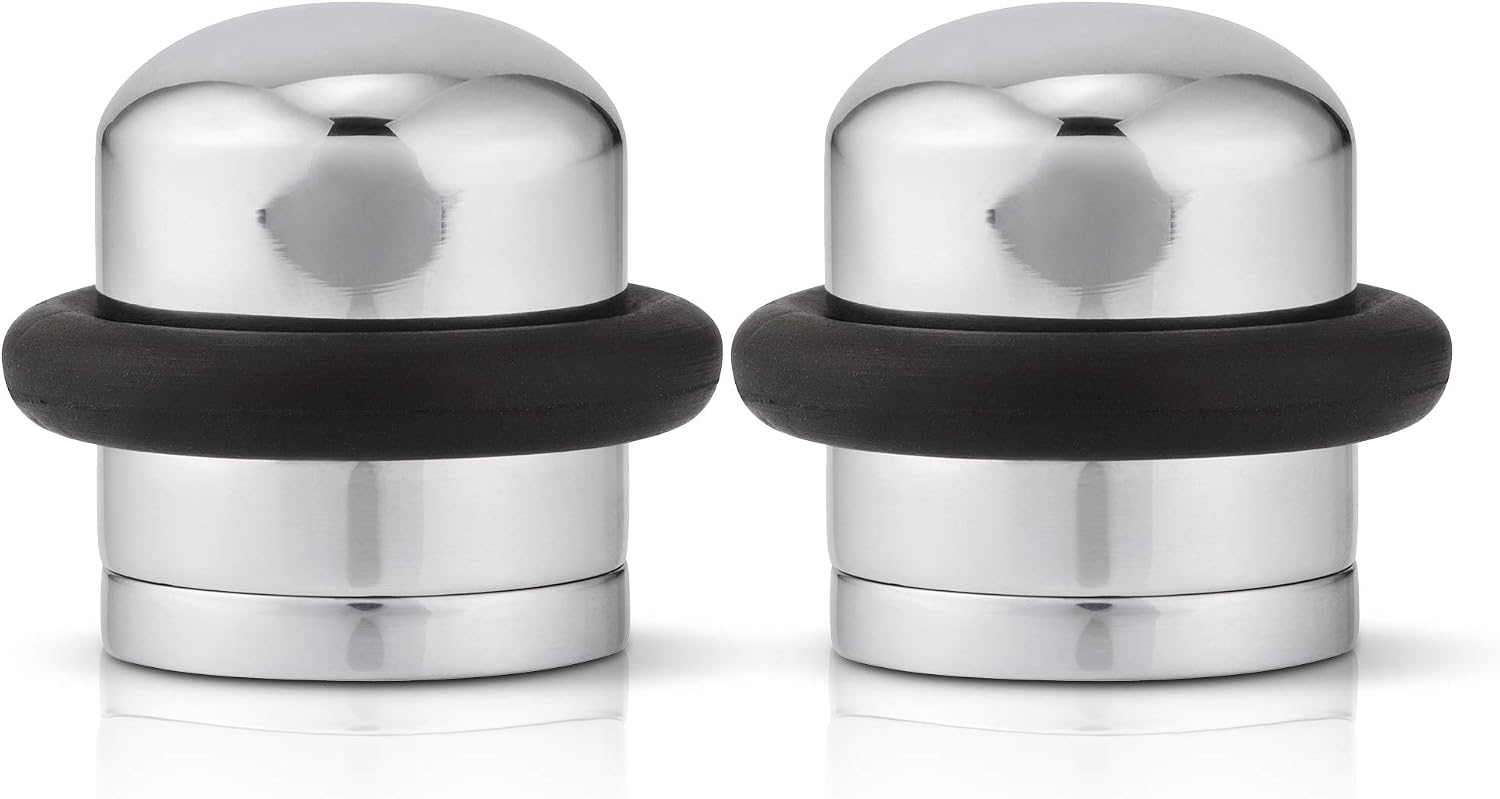 XFORT Polished Chrome Floor Mounted Door Stopper, Soundproof Door Stop with Rubber Ring to Protect Doors, Walls & Skirting