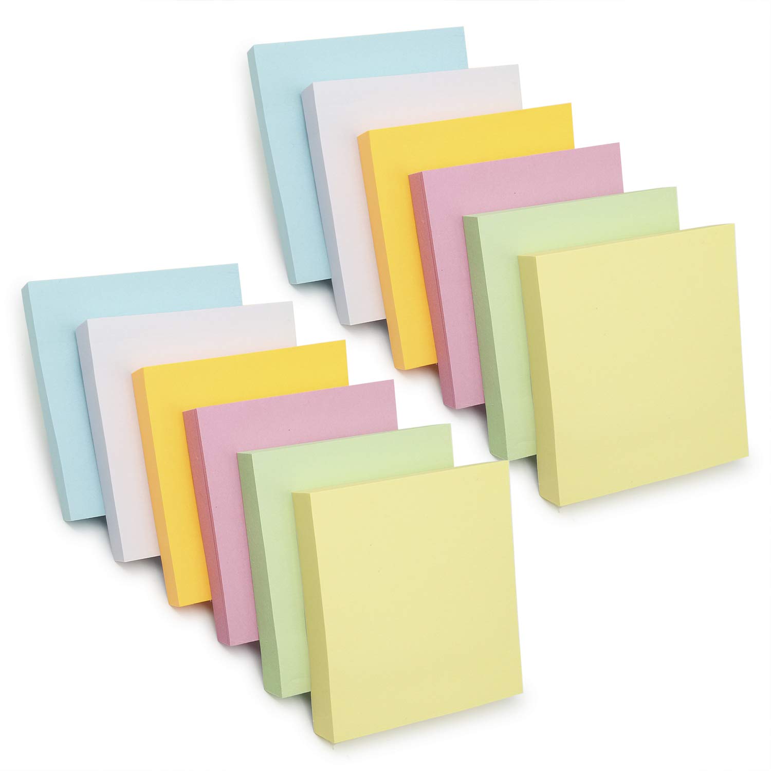 Sticky Notes 3"×3" 6 Pastel Color 12 Pads Self-Stick Notes, 100 Sheets/Pad Total 1200 Sheets