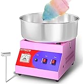 HTTSICHI Cotton Candy Machine - Cotton Candy Machine Commercial w/ 15 inch Stainless Steel Bowl, Sugar Scoop, Cotton Candy Maker for Home, Party, 1000W Hard Candy Cotton Candy Maker for Birthday