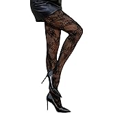 ShawGobow Floral Lace Tights,Patterned Fishnet Stockings For Women,Concert Date Night Sexy Pantyhose Plus Size