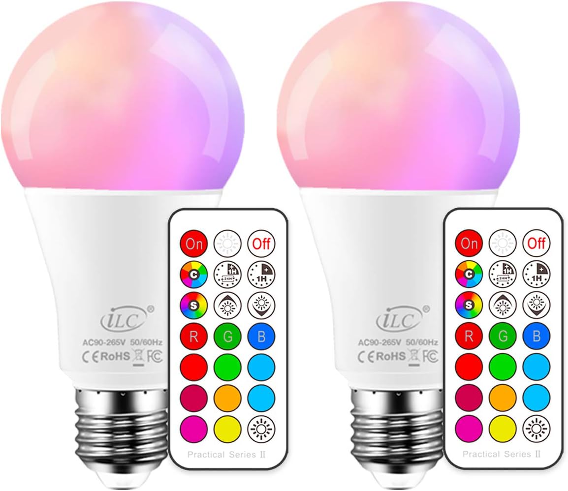 iLC Colour Changing Light Bulb Dimmable 10W E27 Edison Screw RGBW LED Light Bulbs Colour Changing Lights