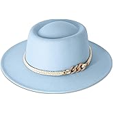Lisianthus Women Wide Brim Fedora Hat with Belt Buckle Pork Pie Hat