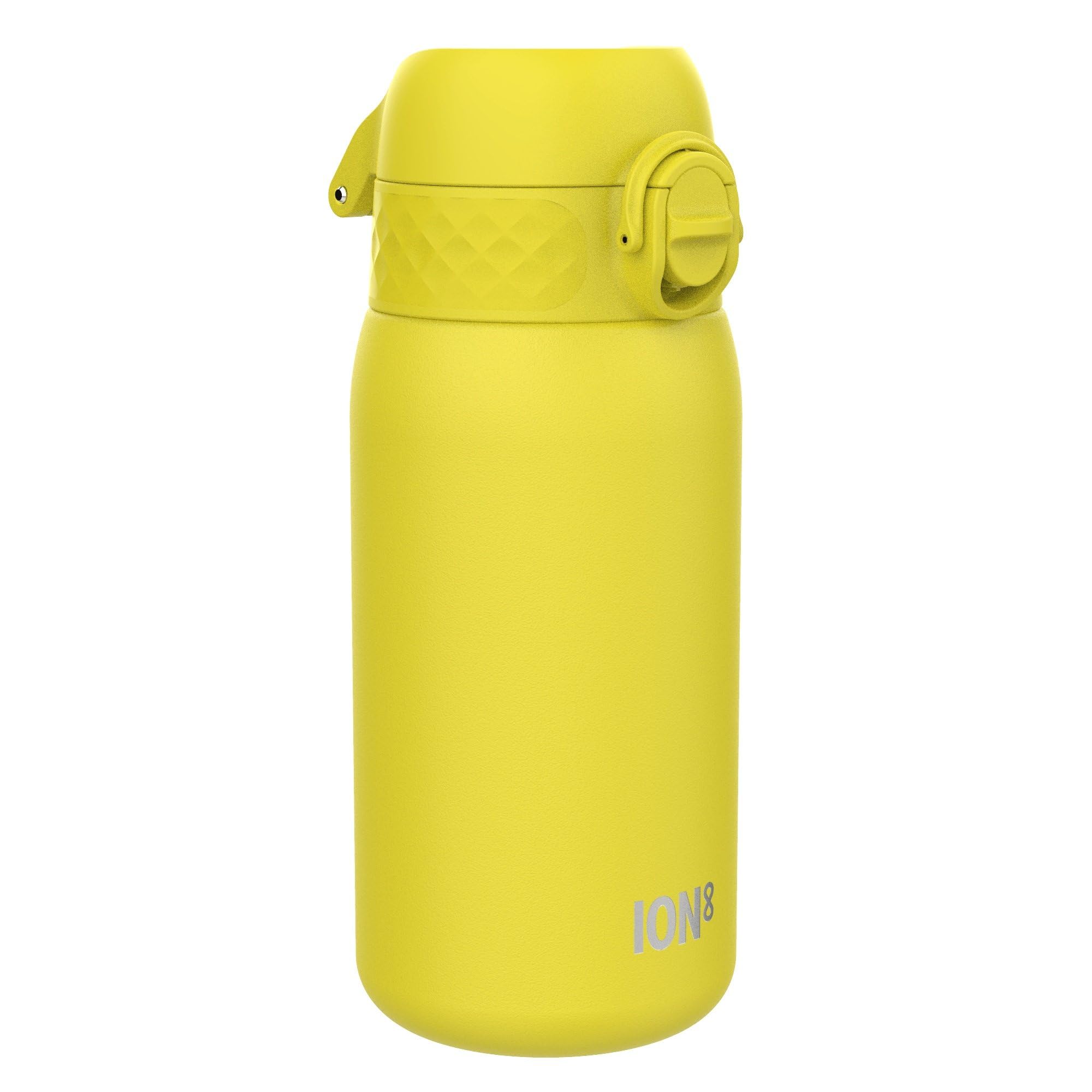 ION8 Lightweight Steel Kids Water Bottle, 400ml/13oz, Non-Insulated, Leak Proof, Easy to Open, Secure Lock, Dishwasher Safe, Fits Cup Holders, Carry Handle, Metal Water Bottle, Yellow — image 1
