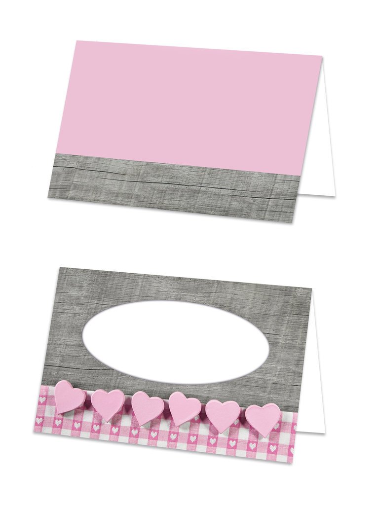 Pack of 25 Pink/Red/Pink Hearts Grey Wood Table Shabby Chic Name Tags Seat Order For Fixed Signs Seat Card Name Place Cards – mit jedem Stift Can Be Written on.